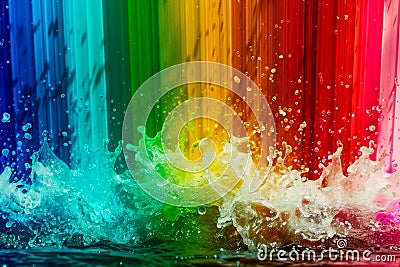Rainbow explosion celebrates diversity. Vibrant colors burst with meaning. Stock Photo