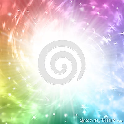 Rainbow Explosion of colour with pure white centre Stock Photo