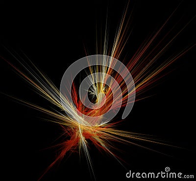 Rainbow explosion. Snowflakes and arrows. Bright multicolored background. Fractal abstraction. Stock Photo