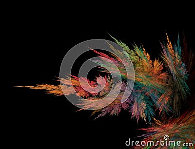 Rainbow explosion. Snowflakes. Bright multicolored background. Fractal abstraction. Stock Photo