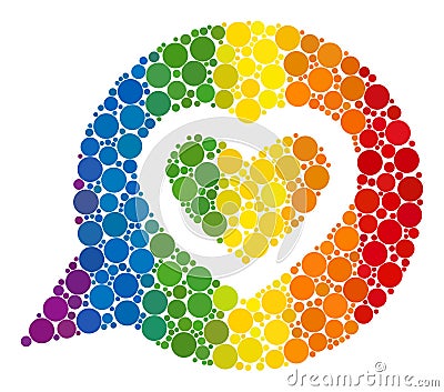 Rainbow Favourite heart message Collage Icon of Spheres Vector Illustration
