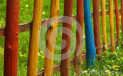 Rainbow fence Stock Photo
