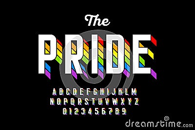 Rainbow flag colors font Vector Illustration