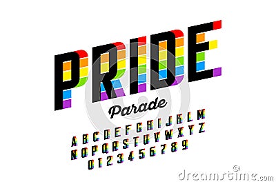 Rainbow flag colors font Vector Illustration