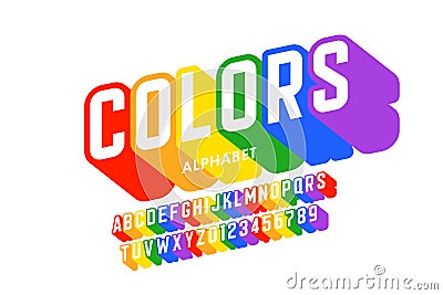Rainbow flag colors font Vector Illustration