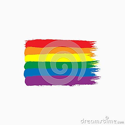 Rainbow flag of LGBT community drawn by hand with rough brush. Sketch, grunge, watercolor, paint. Vector Illustration
