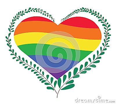 Rainbow flag LGBT symbol on heart vector Vector Illustration