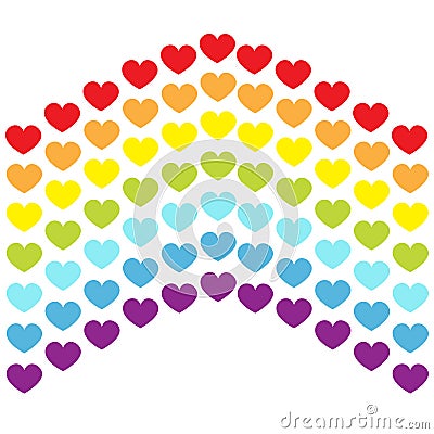 Rainbow flag line backdrop. Heart shape. LGBT gay symbol. Pride sign. Colorful line set. Flat design. Happy Valentines Day. Love Vector Illustration