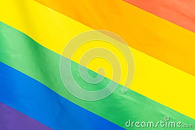 Rainbow flag, symbol of LGBT pride month celebrate annual in June social of gay, lesbian, bisexual, transgender. Stock Photo