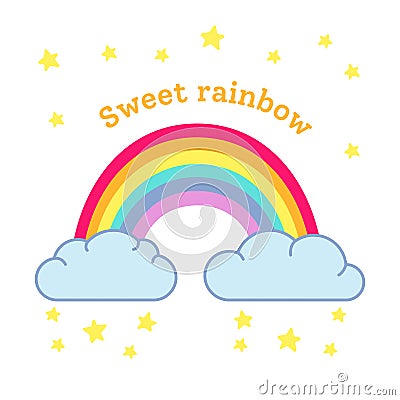 Rainbow stars flat cartoon kids bright vector Vector Illustration