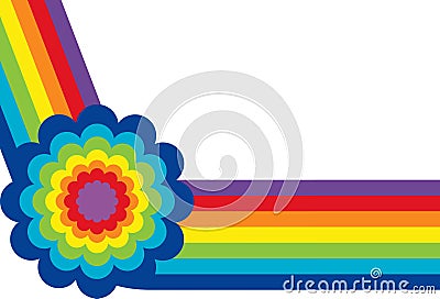 Rainbow with Flower on white background Stock Photo