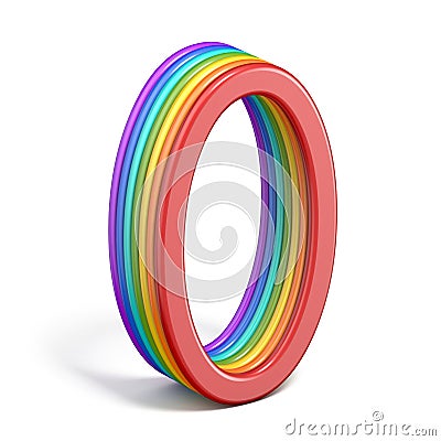Rainbow font number 0 ZERO 3D Cartoon Illustration