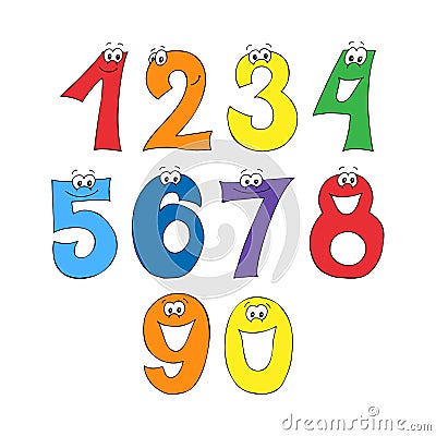 Rainbow font, 123 numeral alphabet. Vector Illustration