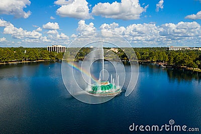 Rainbow fountain Lake Eola Orlando Florida Stock Photo