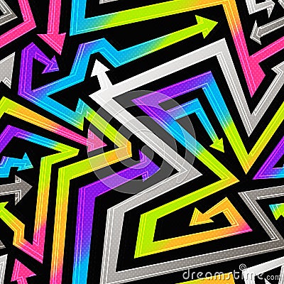 Rainbow geometric arrows. Seamless pattern Vector Illustration