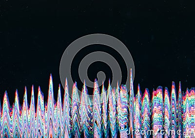 Rainbow glitch interference noise overlay black Stock Photo