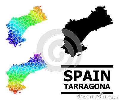 Rainbow Gradient Starred Mosaic Map of Tarragona Province Collage Vector Illustration