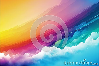 Rainbow gradient watercolor style illustra, abstract, colors Cartoon Illustration