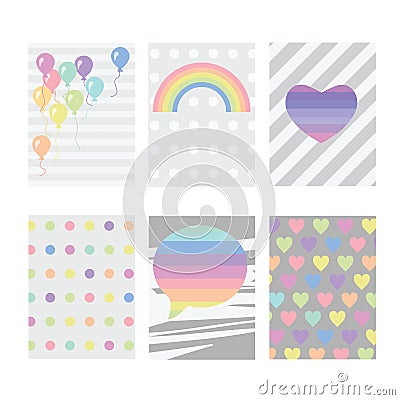 Rainbow grey six Vector Illustration