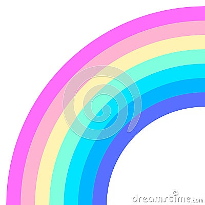 Rainbow half arc shape, quarter circle, pastel neon spectrum colors, colorful striped pattern Vector Illustration