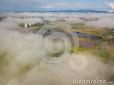 Rainbow halo appear at sea cloud Stock Photo