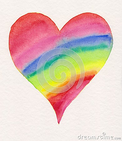 Rainbow heart aquarell painting Stock Photo