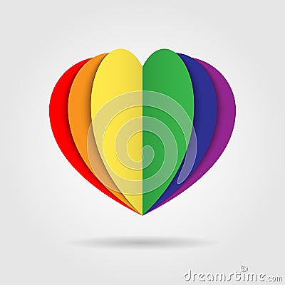 Rainbow heart icon logo on white background Vector Illustration