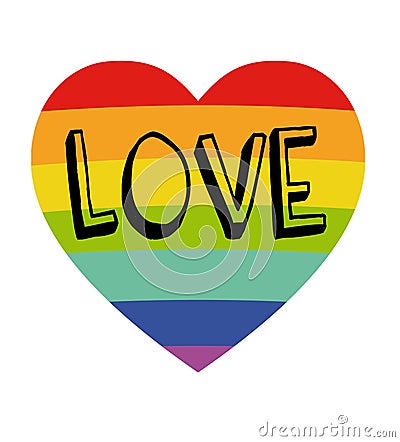 Rainbow heart with Life gets better together - on white background hand drawn poster . LGBT concept. Gay pride symbol. LGBT commu Stock Photo