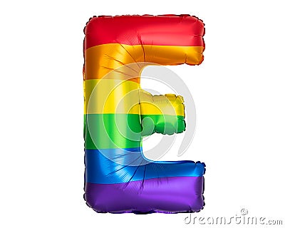 Rainbow Helium balloon. Letter E. Rainbow flag symbol gays and lesbians LGBT, LGBTQ Pride. Rainbow colors Stock Photo
