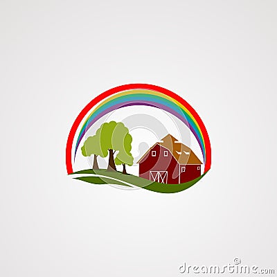 Rainbow home farm logo vector, icon, element, and template for company Vector Illustration