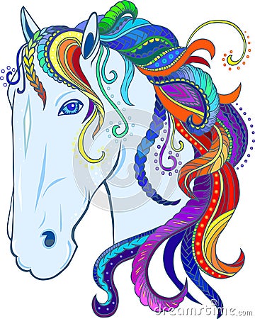 Rainbow horse. Vector Stock Photo