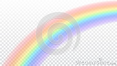 Rainbow icon. Shape arch realistic on white transparent background. Colorful light and bright design element Vector Illustration