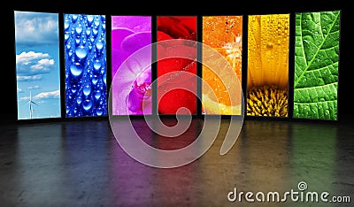 Rainbow of images background Stock Photo