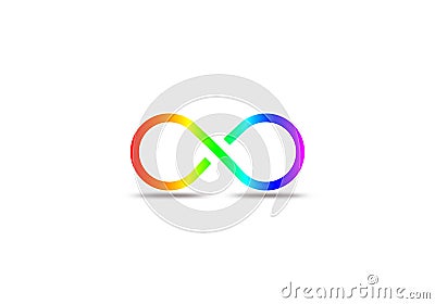 Rainbow Infinity sign. Line color gradient design pattern on white background. Stock Photo