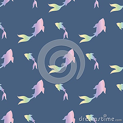 Rainbow Japanese koi-koi carp fish endless pattern Vector Illustration