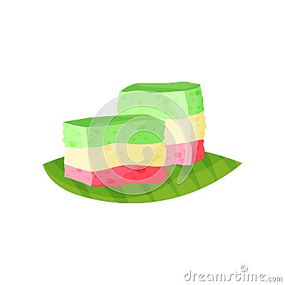 Rainbow Kue Lapis or traditional Indonesian layered cake. Delicious and sweets food. Culinary theme. Colorful design for Vector Illustration