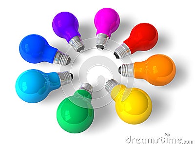 Rainbow lamps in circle Stock Photo