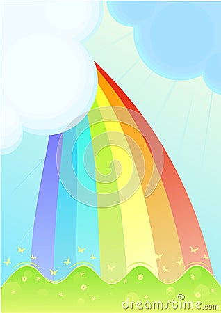 Rainbow landscape Vector Illustration