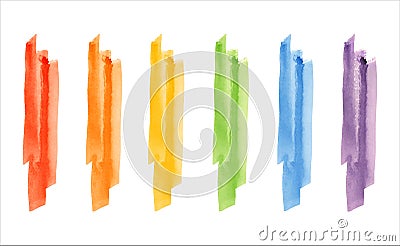 Rainbow, lgbt colors watercolor vector brush strokes set Vector Illustration