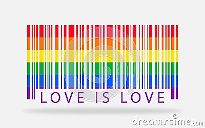 Rainbow LGBT pride barcode creative colorful artwork. Love is love Vector Illustration