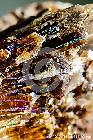 Rainbow light reflections on healing Citrine, Amber Honey Calcite, Quartz wild jewels. Stock Photo