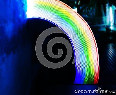 Rainbow lights long exposure lines movement night time Stock Photo