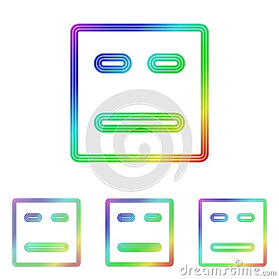 Rainbow line face logo design set Vector Illustration