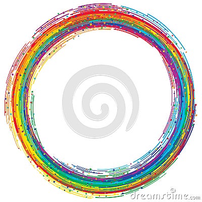 Rainbow line star circle card Vector Illustration