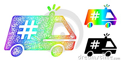 Rainbow Linear Gradient Jail Police Car Icon Vector Illustration