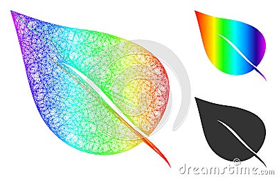 Rainbow Linear Gradient Plant Leaf Icon Vector Illustration