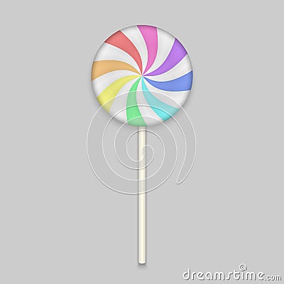 Rainbow Lolipop candy on white background Stock Photo