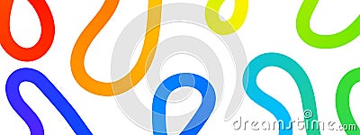 Rainbow loops and squiggles background. Colorful dynamic curves. Multicolored doodle lines. Trendy minimalistic print Vector Illustration
