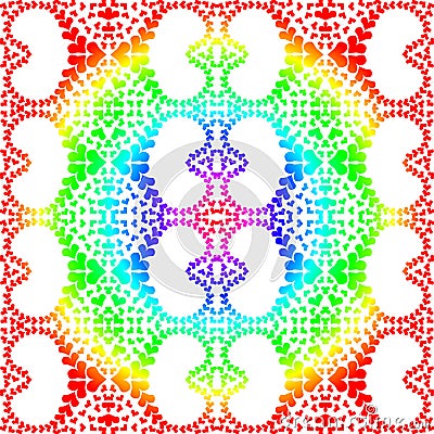 Rainbow mandala hearts seamless pattern Stock Photo