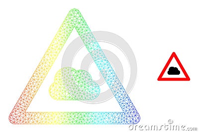 Rainbow Mesh Gradient Cloud Warning Icon Vector Illustration